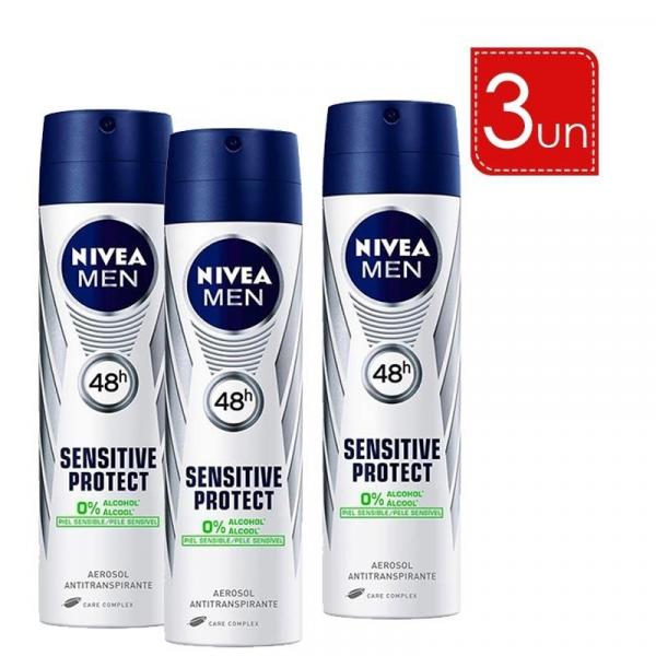 Desodorante Aerosol Nívea Sensitive Protect For Men 150ml Leve 3 Pague 2