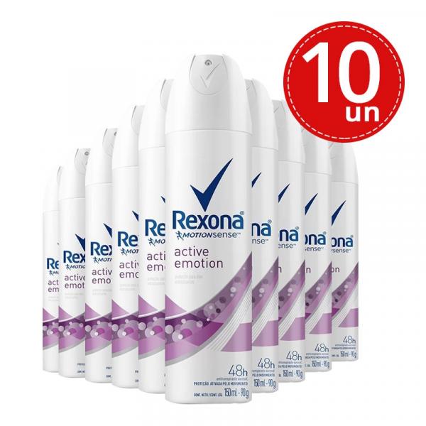 Desodorante Aerosol Rexona Active Emotion 150ml/90g - 10 Unidades