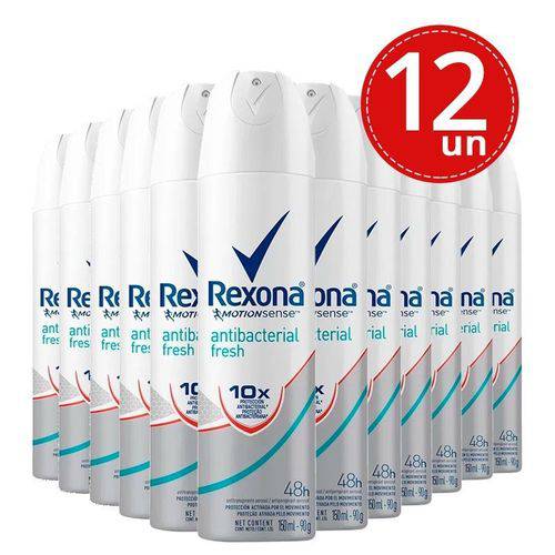 Desodorante Aerosol Rexona Antibacterial Fresh Feminino 150ml/90g 12 Unidades