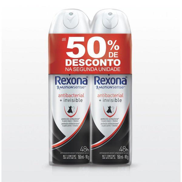 Desodorante Aerosol Rexona Antibacterial+Invisible 150ml 2 Unidades - 50% de Desconto na 2ª Unidade