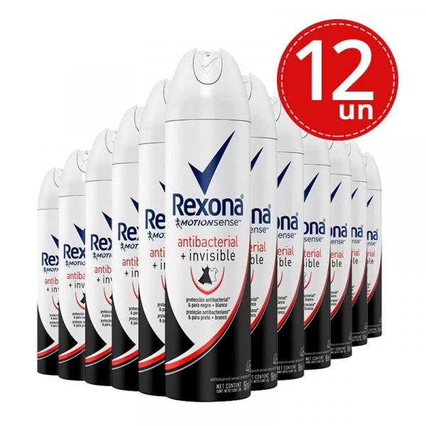 Desodorante Aerosol Rexona Antibacterial Invisible Fem 150ml/90g - 12 Unidades