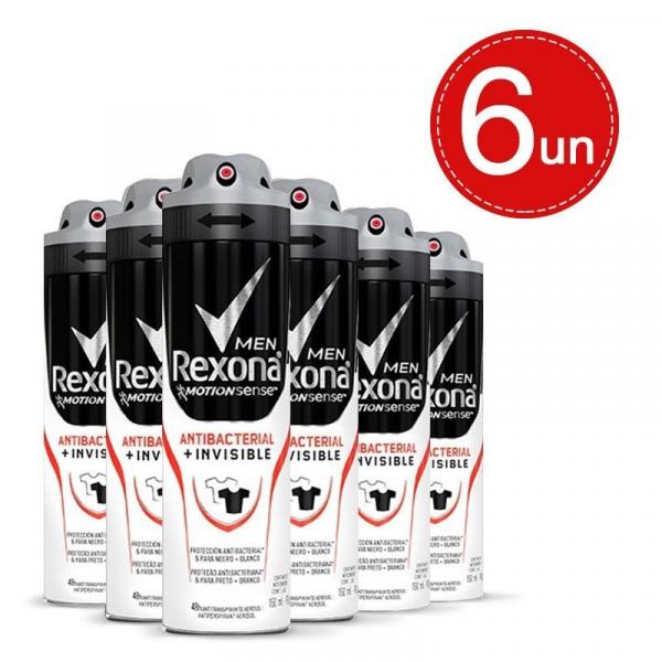 Desodorante Aerosol Rexona Antibacterial Invisible Masculino 90g Leve 6 Pague 4