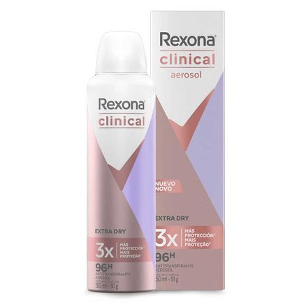 Desodorante Aerosol Rexona Clinical Extra Dry Feminino Antitranspirante 96h 150ml