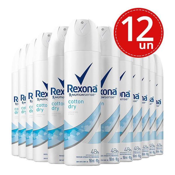 Desodorante Aerosol Rexona Cotton Dry 150ml - 12 Unidades