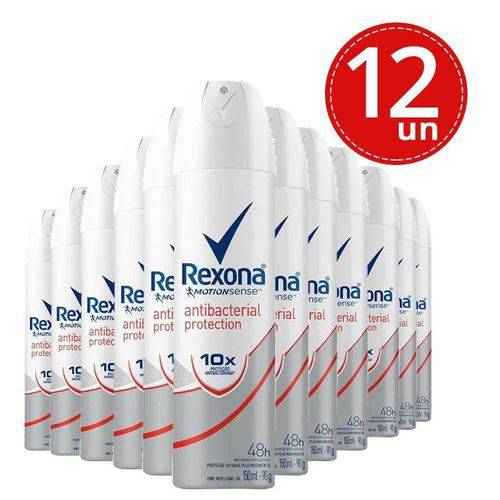 Desodorante Aerosol Rexona Feminino Antibacterial 90g/150ml 12 Unidades