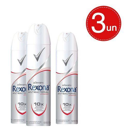 Desodorante Aerosol Rexona Feminino Antibacterial 90g 3 Unidades