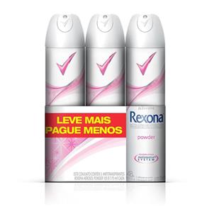 Desodorante Aerosol Rexona Feminino Powder com 3 Unidades