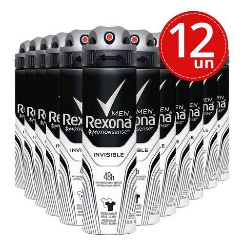 Desodorante Aerosol Rexona Invisible 90g/150ml 12 Unidades