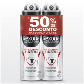 Desodorante Aerosol Rexona Masculino Antibacterial Invisible 2 Unidades