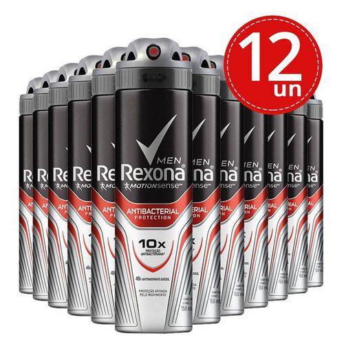 Desodorante Aerosol Rexona Men Antibacterial 90g/150ml 12 Unidades