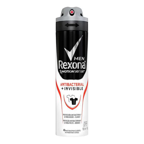 Desodorante Aerosol Rexona Men Antibacterial + Invisible Antitranspirante 48h 150ml - Unilever