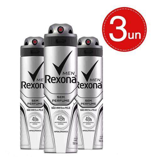 Desodorante Aerosol Rexona Men Sem Perfume 150ml/90g 3 Unidades