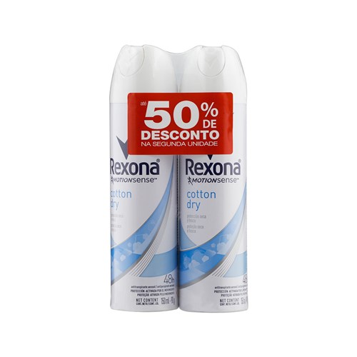 Desodorante Aerosol Rexona Motion Sense Cotton Dry Feminino 2 Undidades