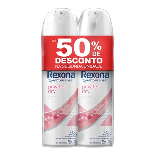Desodorante Aerosol Rexona Motion Sense Powder Rosa Feminino 150Ml/90G 50% de Desconto
