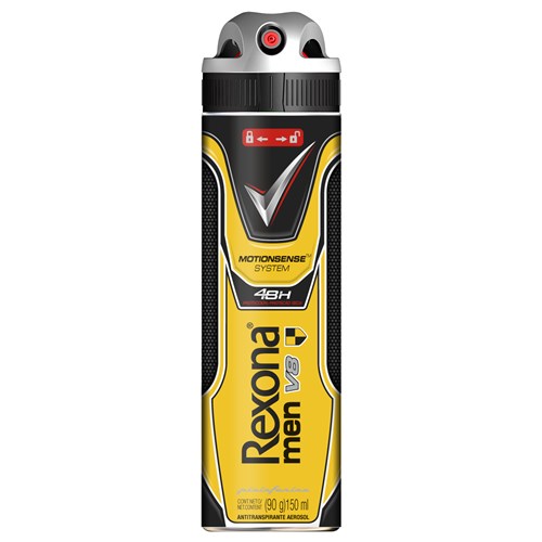 Desodorante Aerosol Rexona Motion Sense V8 Amarelo Masculino 150Ml/90G