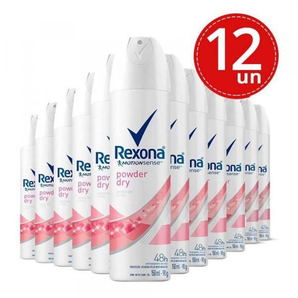 Desodorante Aerosol Rexona Powder Dry Rosa 150Ml - 12 Unidades