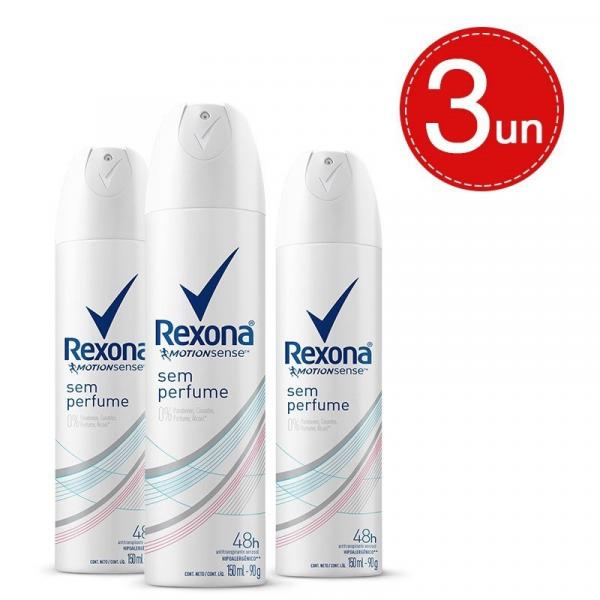 Desodorante Aerosol Rexona Sem Perfume 150ml/90g - 3 Unidades