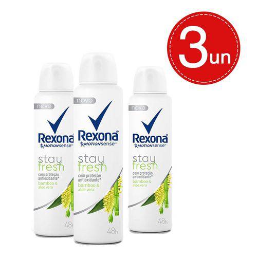 Desodorante Aerosol Rexona Stay Fresh Bamboo e Aloe Vera 150ml/90g 3 Unidades
