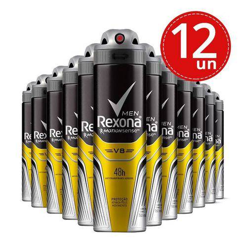 Desodorante Aerosol Rexona V8 90g/150ml 12 Unidades