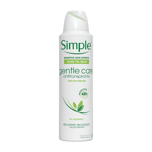 Desodorante Aerosol Simple Gentle Care Sem Fragrância Feminino 150Ml
