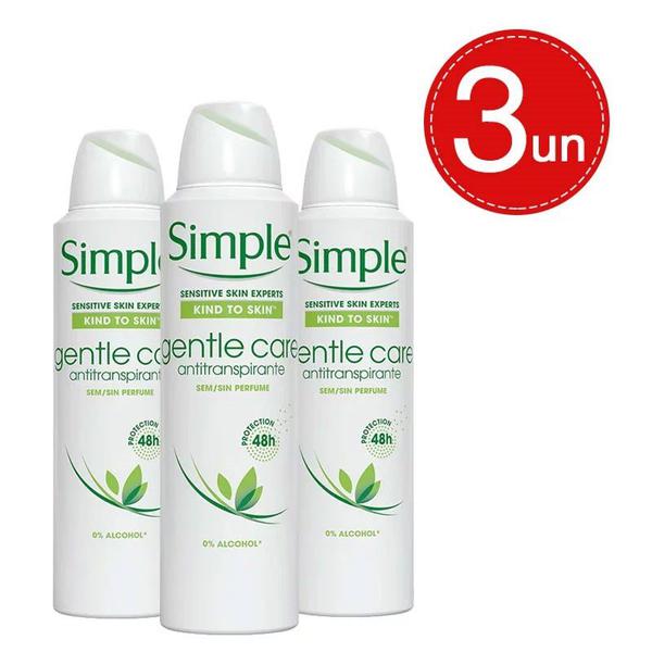 Desodorante Aerosol Simple Gentle Care Sem Perfume 89g Leve 3 Pague 2