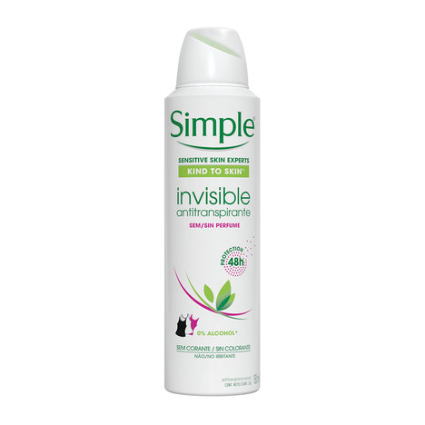 Desodorante Aerosol Simple Invisible Sem Fragrância Feminino 150Ml