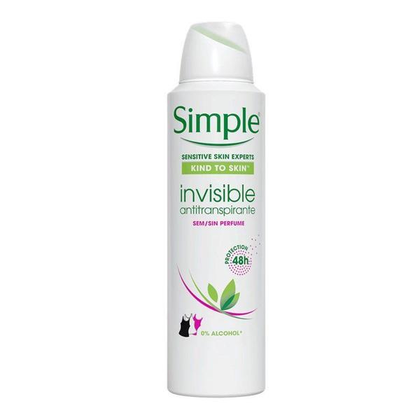 Desodorante Aerosol Simple Invisible Sem Perfume 89g