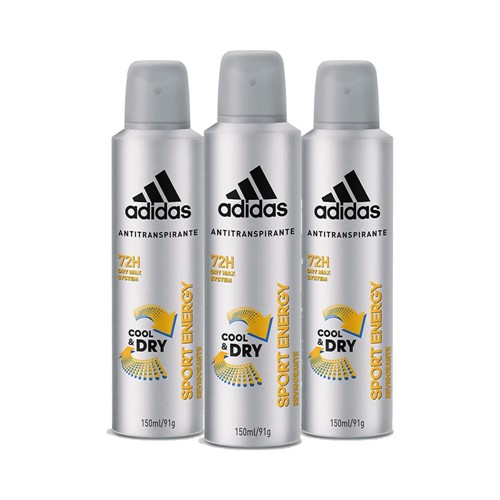 Desodorante Aerosol Sport Energy Adidas Masculino 150ml com 3