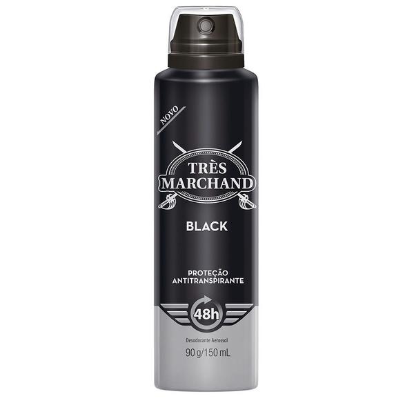 Desodorante Aerossol Antitranspirante Très Marchand Masculino Black 150ml