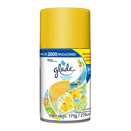 Desodorante Ambiental Glade 270 Cc, Repuesto, Automático, Aroma Limón