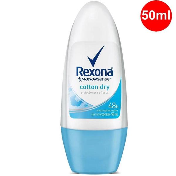 Desodorante Antiaspirante Rexona Cotton Dry 48h Rollon 50ml. Proteção Seca e Fresca. - Unilever