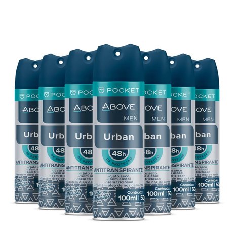 Desodorante Antitranspirante Above Pocket Men Urban Caixa com 24 Unidades 100Ml/50G