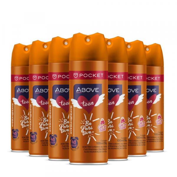 Desodorante Antitranspirante Above Pocket Teen Be Positive Caixa com 24 Unidades 100Ml/50G