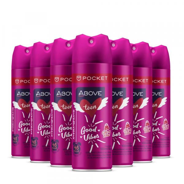 Desodorante Antitranspirante Above Pocket Teen Good Vibes Caixa com 24 Unidades 100Ml/50G