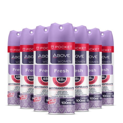 Desodorante Antitranspirante Above Pocket Women Fresh Caixa com 24 Unidades 100Ml/50G