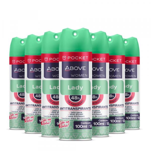 Desodorante Antitranspirante Above Pocket Women Lady Caixa com 24 Unidades 100Ml/50G