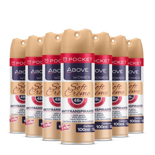 Desodorante Antitranspirante Above Pocket Women Soft Creme Caixa com 24 Unidades 100Ml/50G