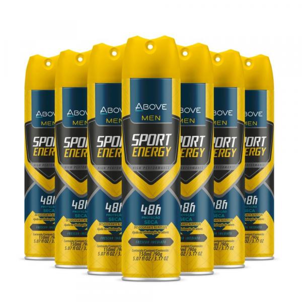 Desodorante Antitranspirante Above Sport Energy Men Caixa com 24 Unidades 150Ml/90G