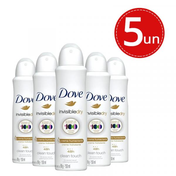 Desodorante Antitranspirante Aerosol Dove Invisible Dry 150ml - 5 Unidades
