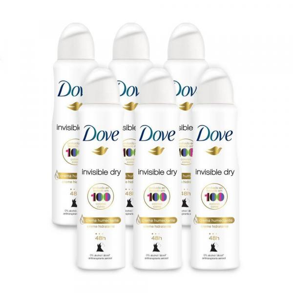 Desodorante Antitranspirante Aerosol Dove Invisible Dry 150ml - 6 Unidades - Marca Padrão