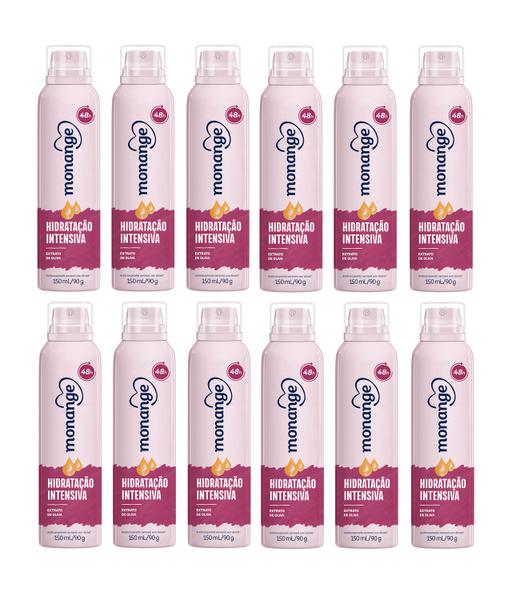 Desodorante Antitranspirante Aerosol Hidratação Intensiva Feminino 150ml Monange - Caixa C/12 Unidades