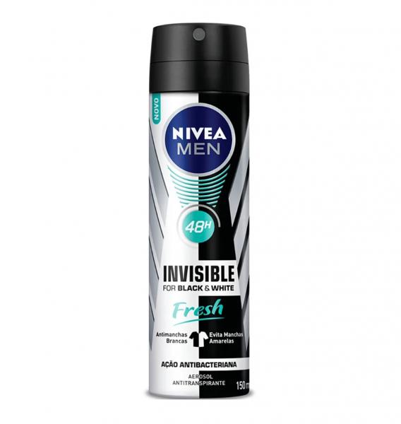 Desodorante Antitranspirante Aerosol Invisible Black White Fresh Masculino 150ml Nivea - 1 Unidade