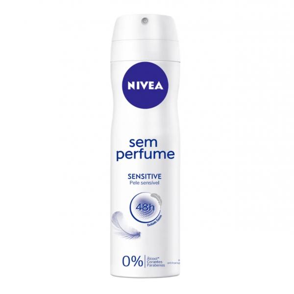 Desodorante Antitranspirante Aerosol Sem Perfume Sensitive Feminino 150ml Nivea - 6 Unidades