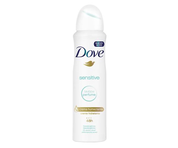 Desodorante Antitranspirante Aerosol Sensitive Sem Perfume Feminino 150ml Dove - 10 Unidades