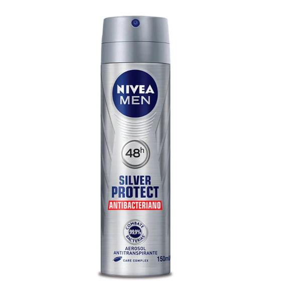 Desodorante Antitranspirante Aerosol Silver Protect Antibacteriano Masculino 150ml Nivea - 10 Unidades