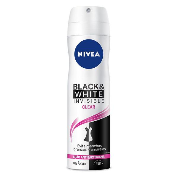 Desodorante Antitranspirante Aerossol Black White Invisible Clear - 150 Ml Nivea