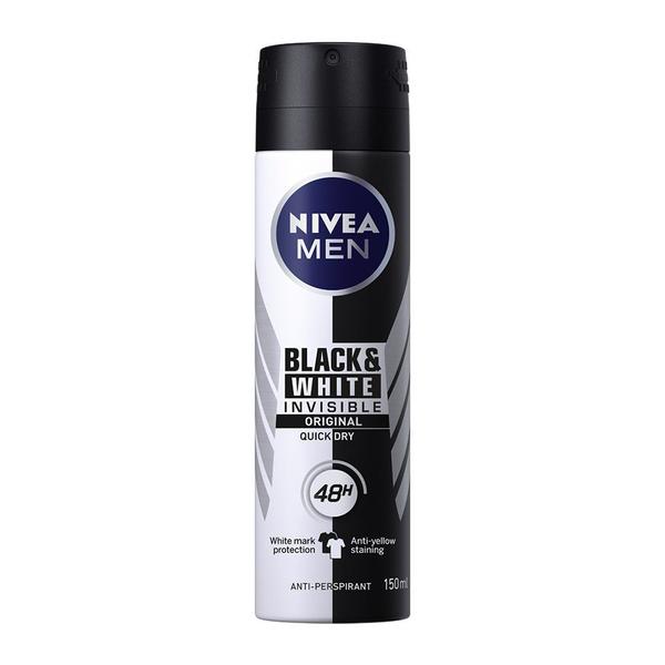 Desodorante Antitranspirante Aerossol Black White Invisible Original - 150 Ml Nivea