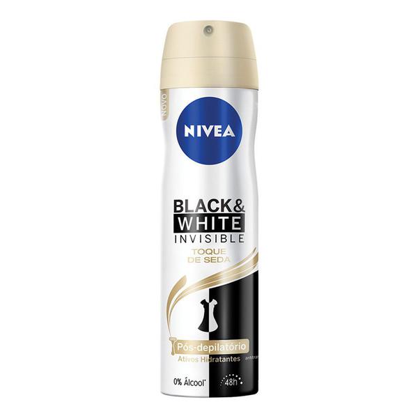 Desodorante Antitranspirante Aerossol Black White Invisible Toque de Seda - 150 Ml Nivea