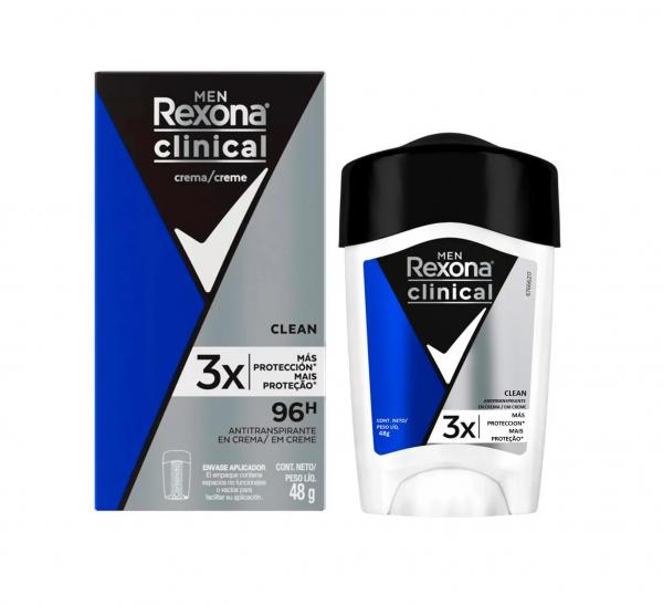 Desodorante Antitranspirante Em Creme Clinical Clean Masculino 48g Rexona - 1 Unidade