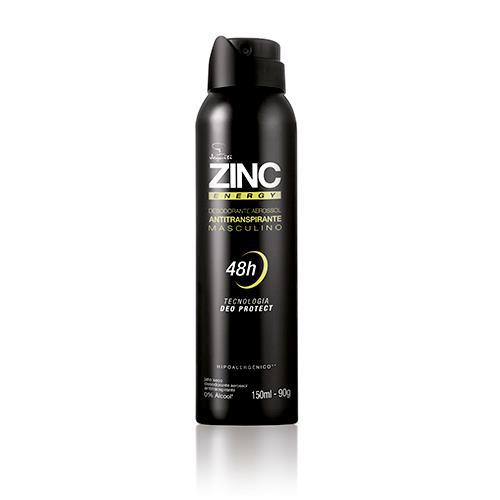 Desodorante Antitranspirante Masculino Aerossol ZINC Energy, 150ml/90g - Jequiti